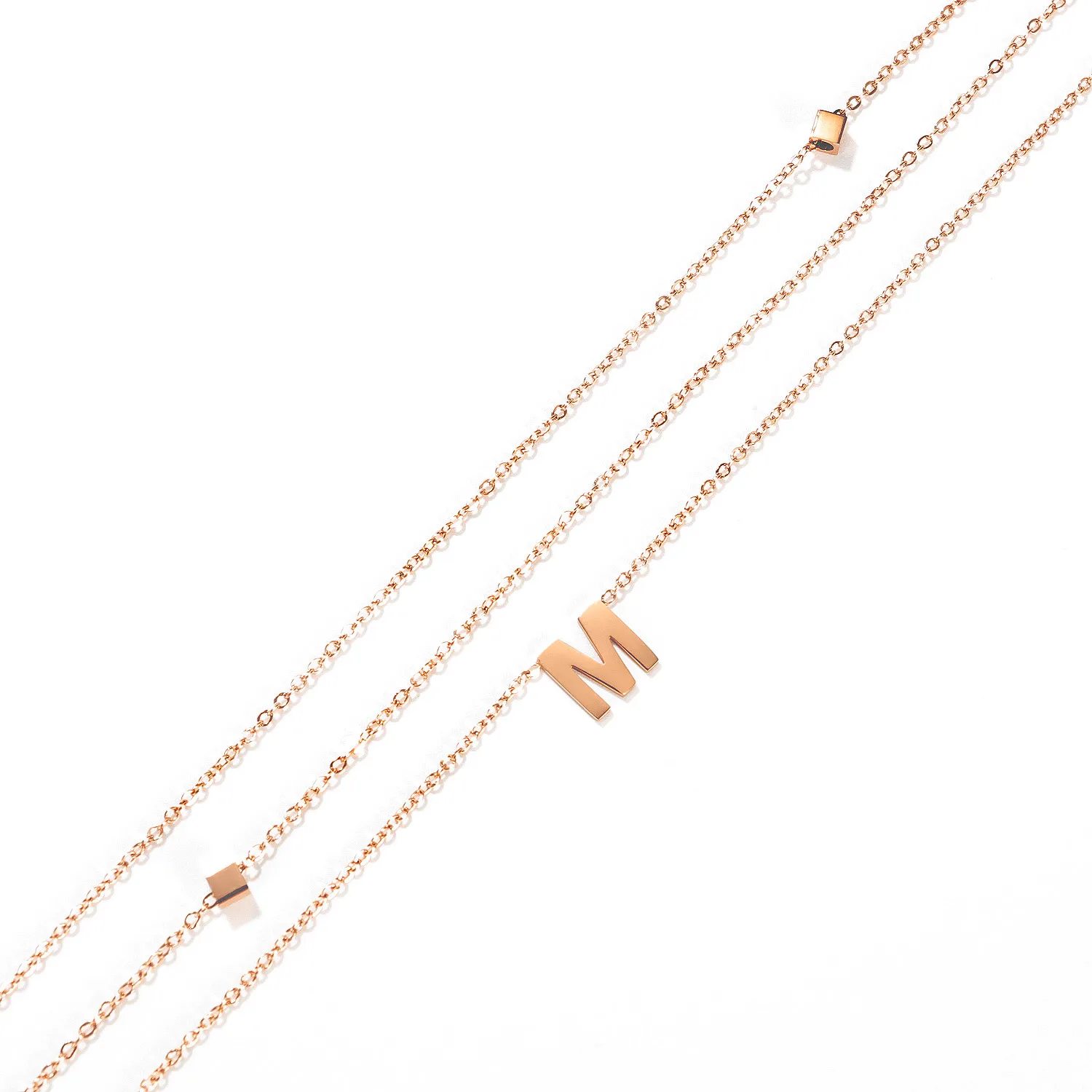 

VA-115 ins niche design sense titanium steel necklace female light luxury high sense multi-layer letter pendant