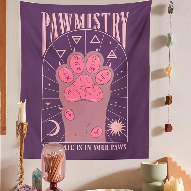 

Tarot Cat Paws Tapestry Witchcraft Bohemian Style Wall Tarot Tapestry Home Decor Girls Room Tapestries Room Decor Aesthetic