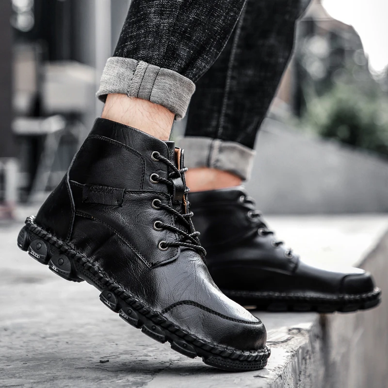 

WOTTE Brand New Comfortable Mens Casual Shoes Men Sneakers Quality Leather Shoes Men Flats Big Size 38-48 Zapatillas Hombre