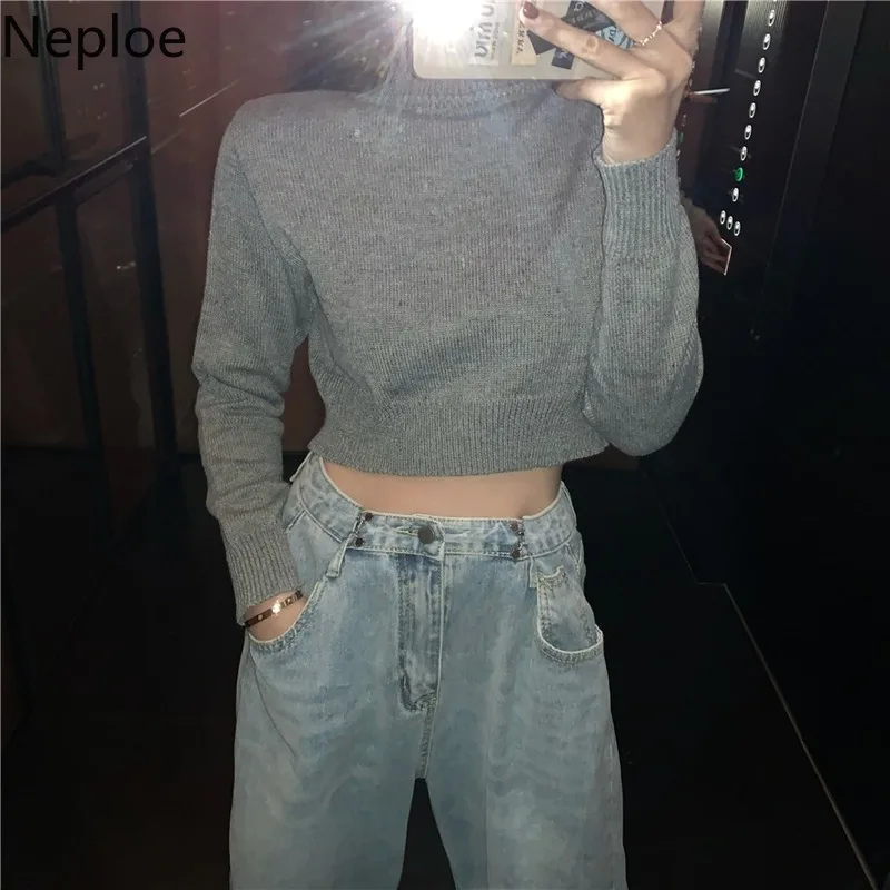 Neploe Turtleneck Pullover Long Sleeve Thicked Warm Sweater Sexy Hollow Out Lumber Shirt Pull Femme Autumn Winter Solid 48387 | Женская