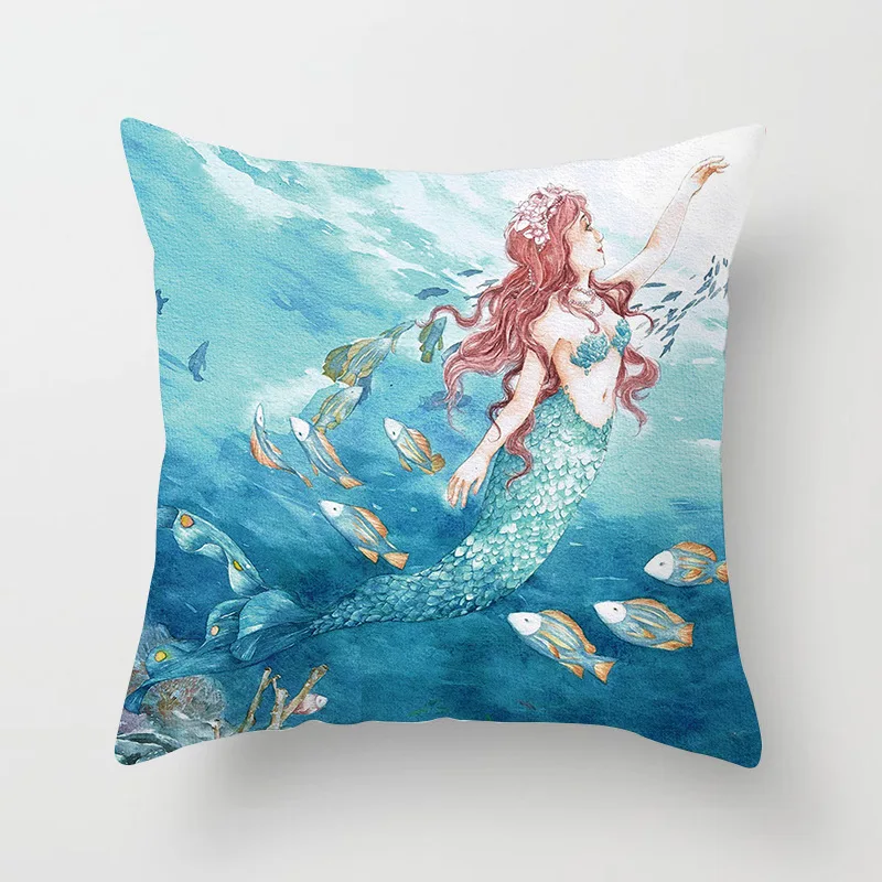 

Vintage Ocean Throw Pillow Cover Octopus lobster Turtles Cushion Cover Decorative sea horse Home Decor 45x45cm Throw Pillowcase