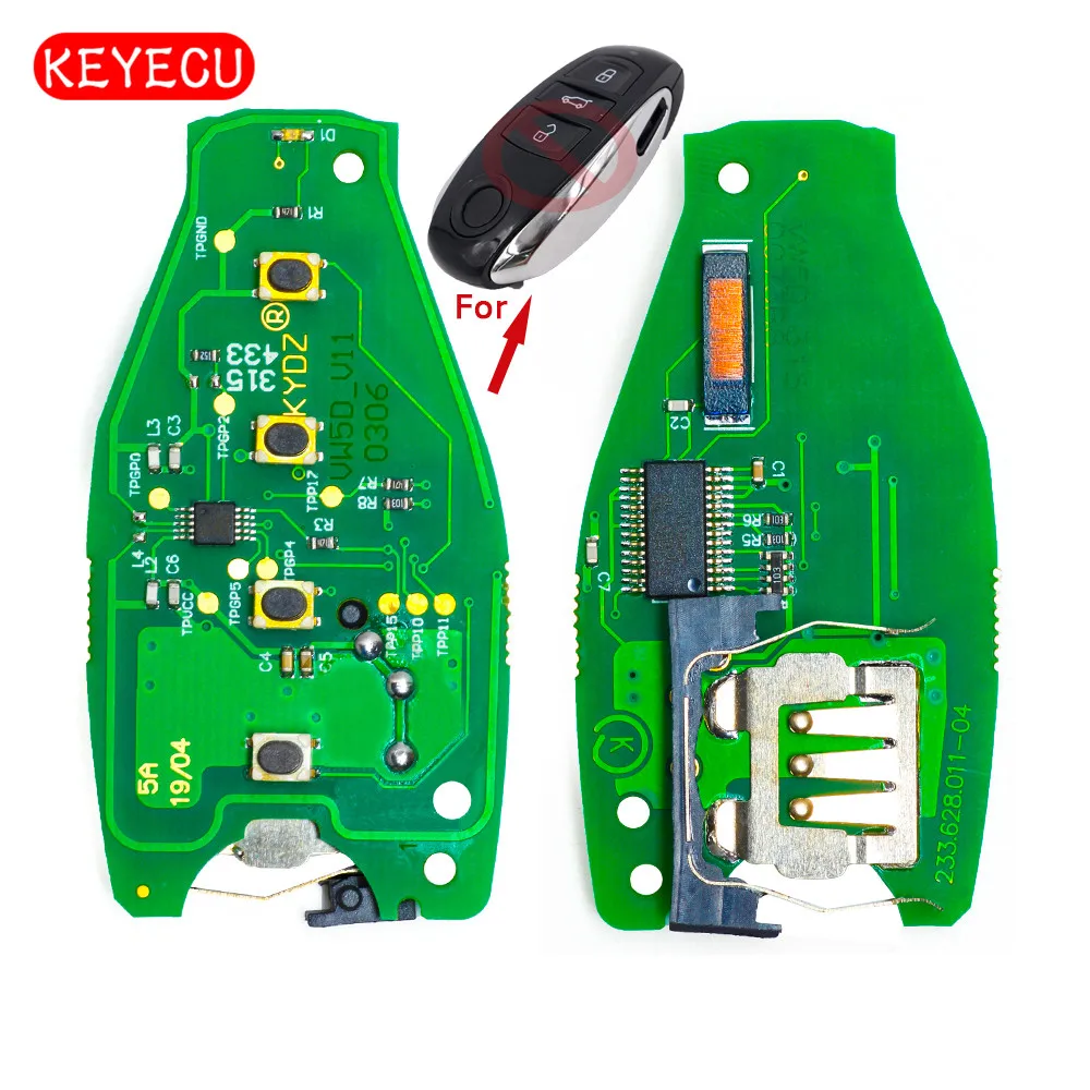 

Keyecu 10pcs/lot Smart Remote Board 3 Button 315MHz/433MHZ/868MHz PCF7953 Chip for VW Touareg 2010-2014