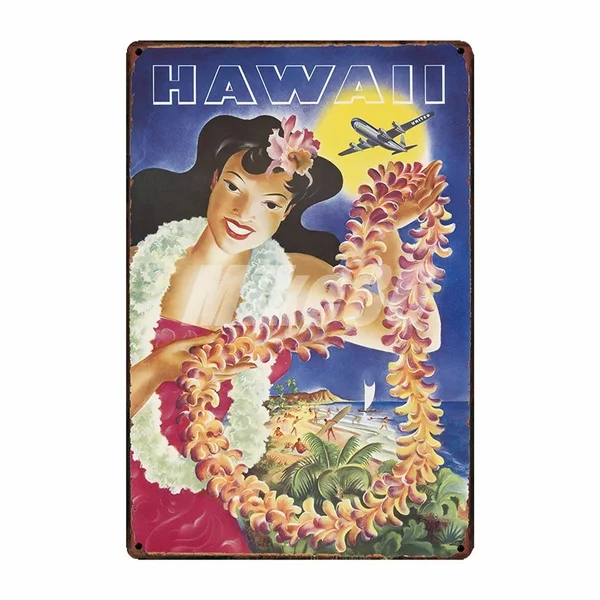 

Travel Cites Country Metal Plate Hawaii Wall Posters Vintage Tin Sign