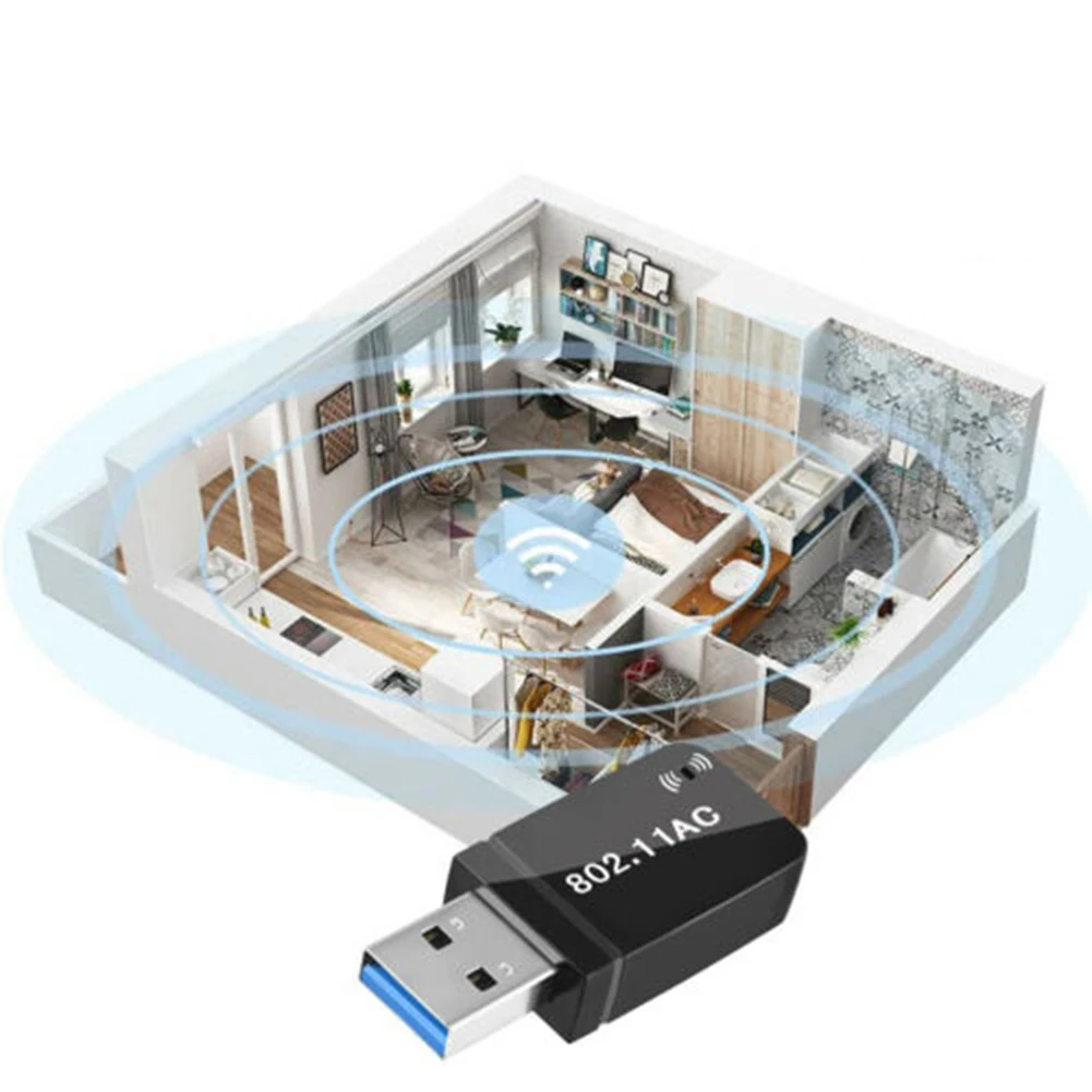 

USB WiFi беспроводной AC1200 Мбит/с адаптер ключ USB 3,0 сетевая карта портативная для ПК ноутбука PUO88