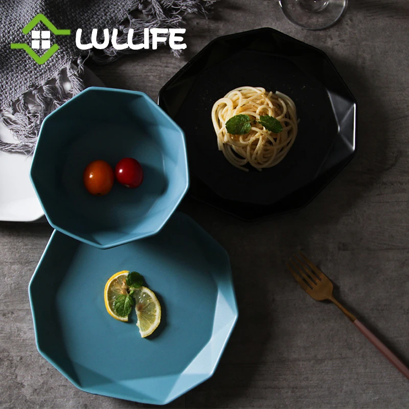 Геометрические керамические тарелки наборы шестиугольных блюд и тарелок