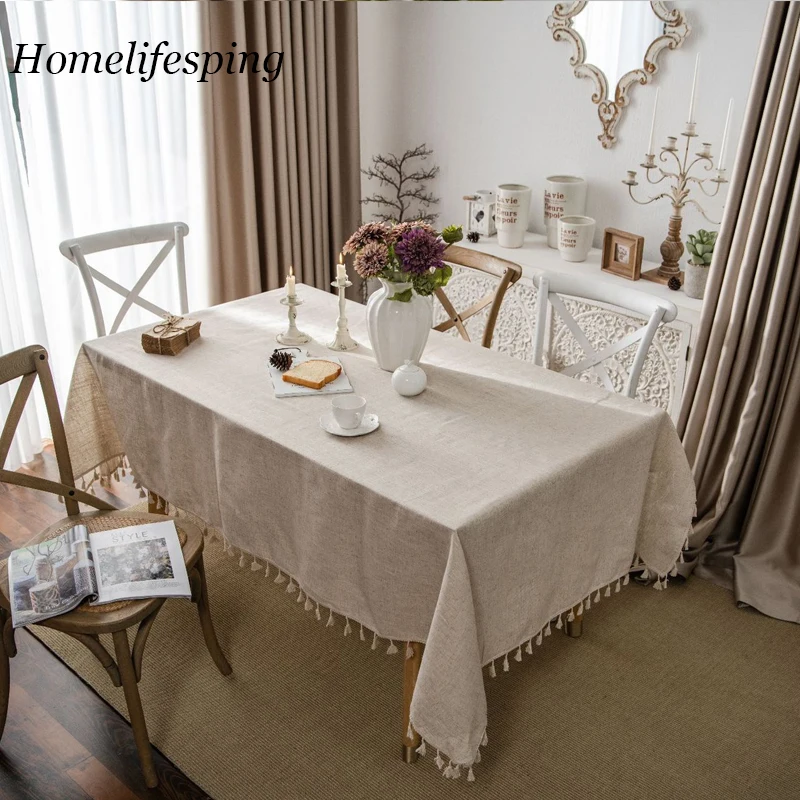 

Tablecloth Cotton and Linen tapete Rectangular Tablecloth for Table nappe de table Tassel Table Cover Tafelkleed mantel mesa