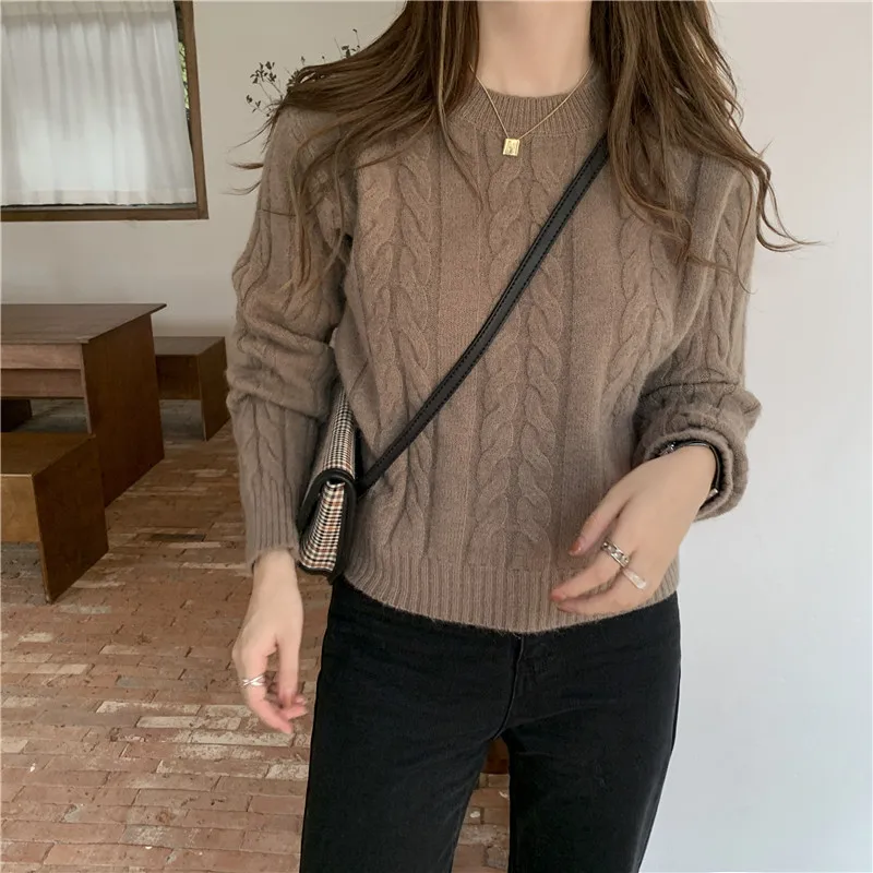 

Sweater women's spring autumn outer wear loose pullovers top 2021 new lazy pullover top bottoming sweater Korean jumper trend