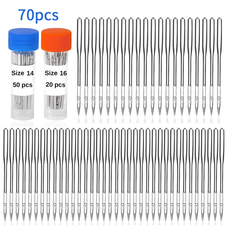 

LMDZ 70Pcs Sewing Machine Needles,50Pcs 90/14 Sewing Machine Needles with 20Pcs 100/16 Sewing Machine Needles with Needle Bottle