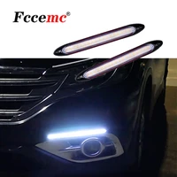 2pcs led drl auto daytime running light strip with yellow turn signal lamp car headlight sequential flow day light 12v universal