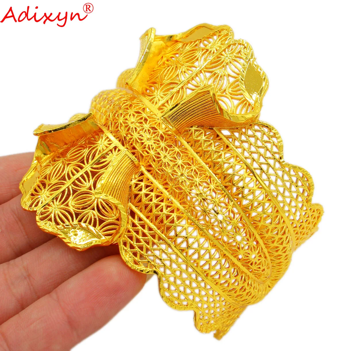 

Adixyn Dubai Honorable Gold Color Bangle&Bracelet For Women Ethiopian African Bridal Arab Wedding Banquet Gifts N01232