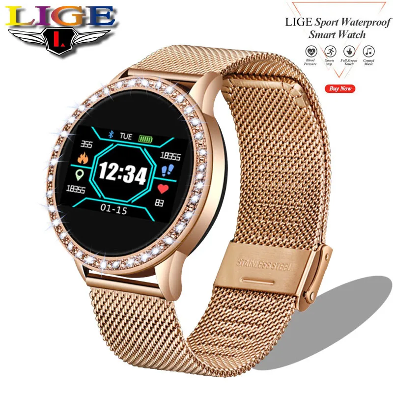 LIGE спортивный браслет женские умные часы фитнес трекер пульсометр монитор