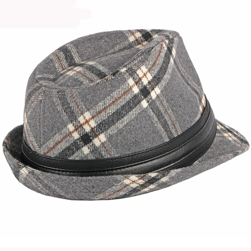 Фото HT2775 Fedoras Men Leather Band Fedora Hat Trilby Derby Jazz Retro Male Autumn Winter Hats for Vintage Plaid Wool Аксессуары для HT2775 Fedoras Men Leather Band Fedora Hat Trilby Derby Jazz Retro Male Autumn Winter Hats for Vintage Plaid Wool Аксессуары для