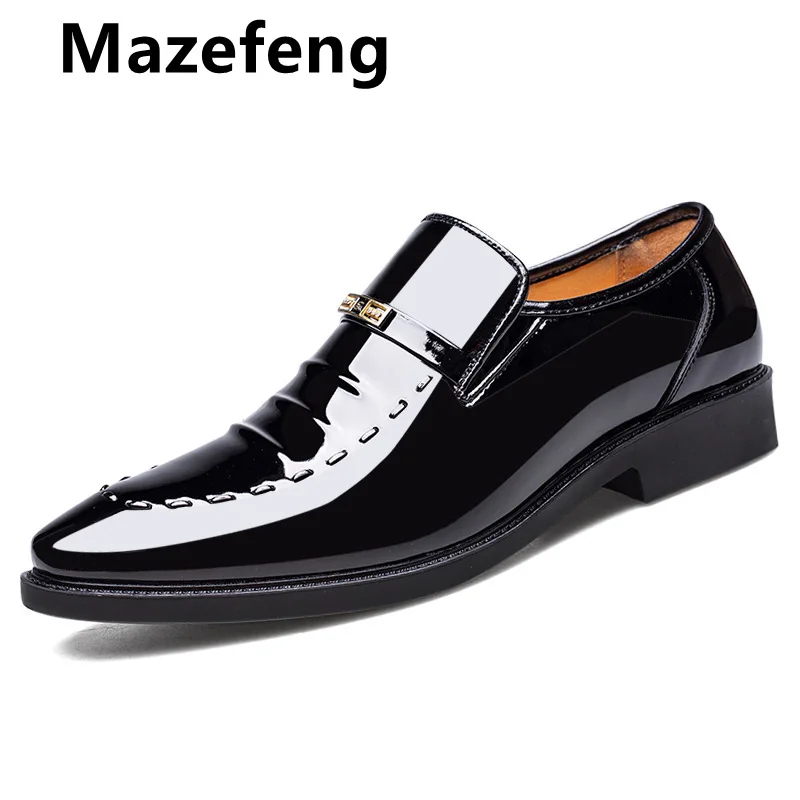 

Роскошные брендовые Модные мужские деловые Мокасины Mazefeng из искусственной кожи черные туфли оксфорды дышащие деловые свадебные туфли