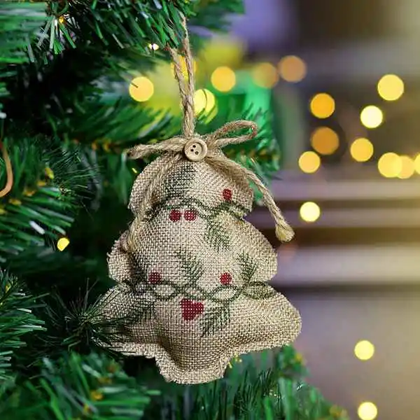 

16 Pcs Christmas Burlap Tree Hanging Decoration Christmas Stocking Tree Ball Shaped Decor for Christmas Party,4 Styles