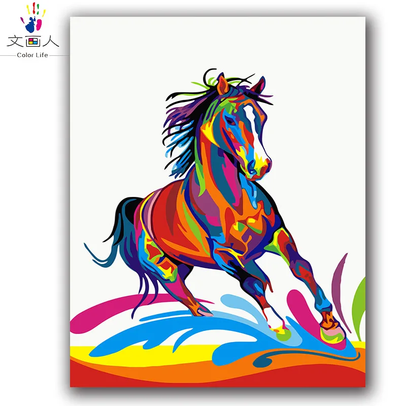 Картина с животными по номерам красочная лошадь сделай сам картина маслом
