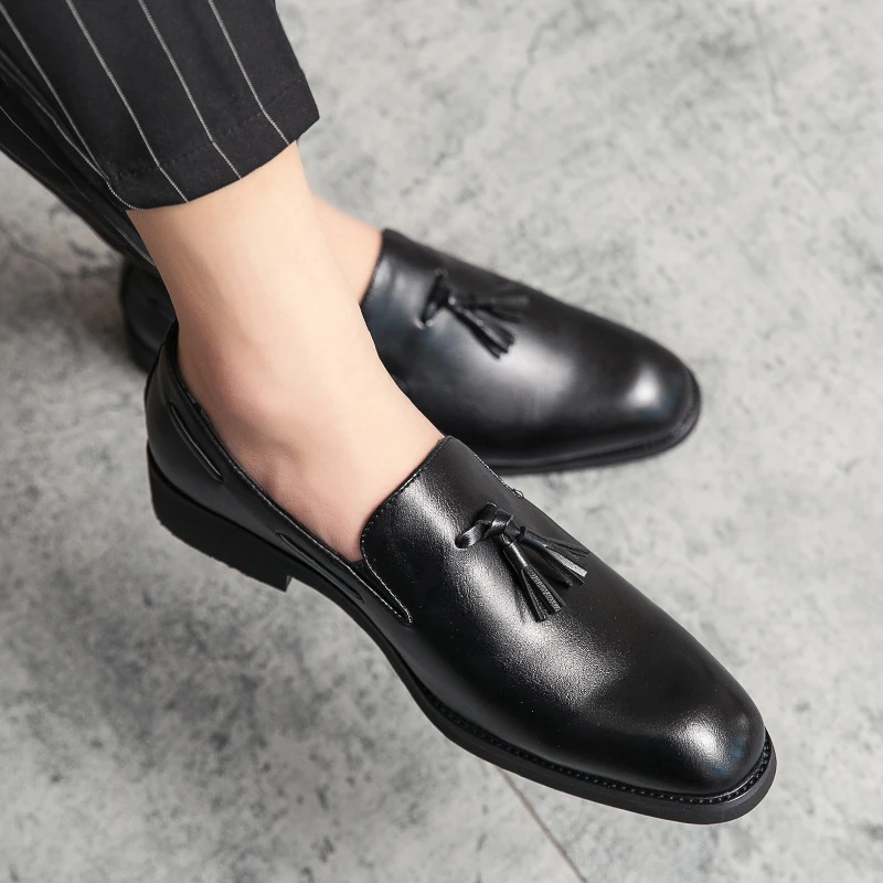 men Dress Shoes tassel Leather Luxury Fashion Groom Wedding Men slip on italian style big size 48 | Обувь