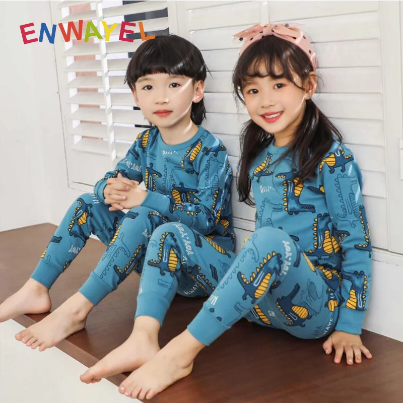 Детские пижамные комплекты ENWAYEL для мальчиков и девочек детская одежда сна