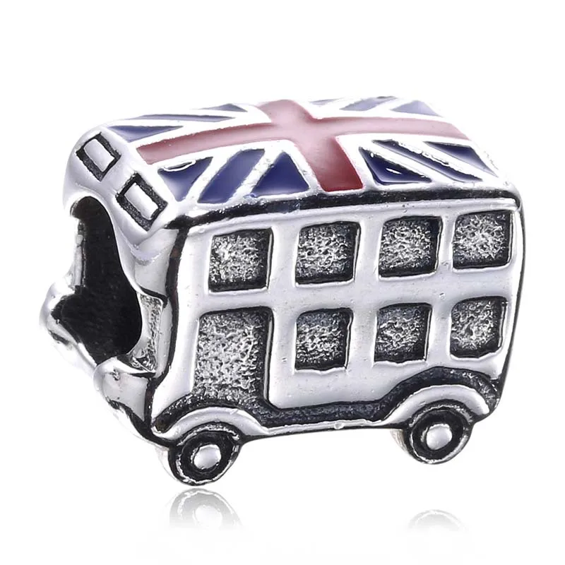 

Authentic 925 Sterling Silver Bead Charm Enamel London Double Decker Bus Beads Fit pandora Bracelet Bangle Diy Jewelry