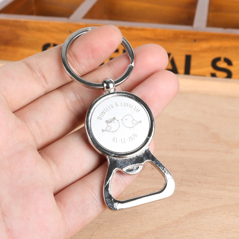 30 шт. персонализированный текст металлический открывалка для бутылок брелок на