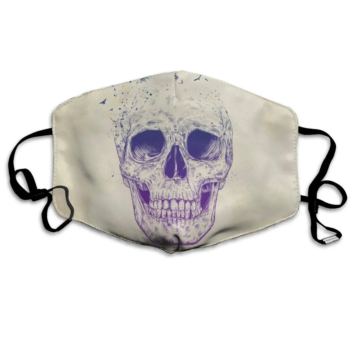 

Let Them Fly Metal Abstract Skull Flock of Birds PosterAnti Dust Breathable Masks for Women Men Running Half Face Mouth Mask