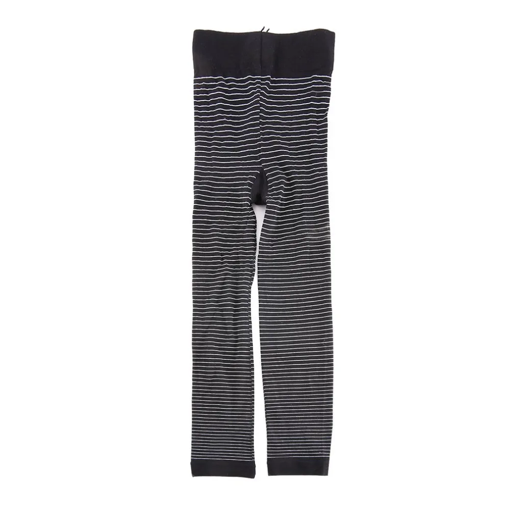 Женские полосатые модные черные колготки три четверти Длина Эластичные Колготки