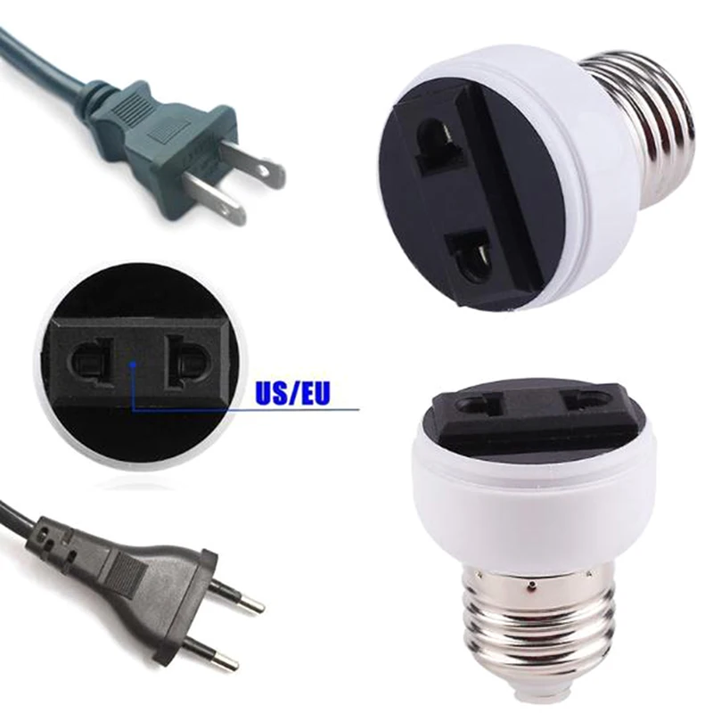 

1PCS E27 ABS US/EU Plug Connector Accessories LED Bulb Adapter Lamp Holder Base Screw Light Socket Conversion For Lights