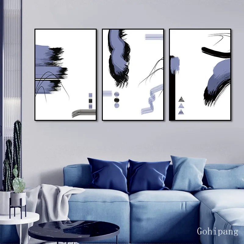 Абстрактный светильник фиолетовая Геометрическая настенная живопись на холсте