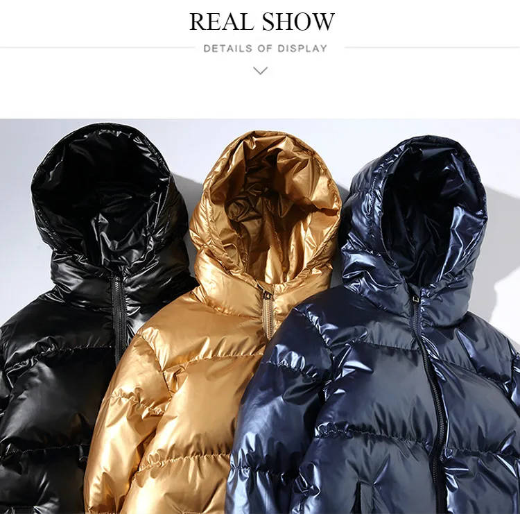 Яркое Мужское пальто с капюшоном, толстое, большого размера, короткое, хлопковое, пышное, тонкое, блестящее, синее, Зимняя парка, уличная, стеганая куртка, 5xl 4xl