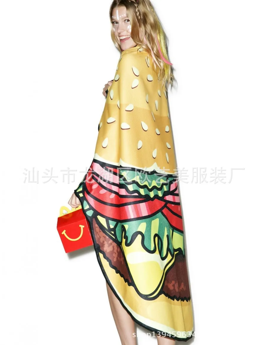 Летняя Солнцезащитная шаль для бикини с принтом в форме гамбургера юбка пикника