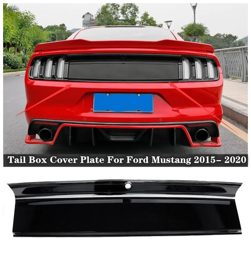 

New High quality ABS Black & Carbon fibrer The Tail Box Cover Plate For Ford Mustang 2015 2016 2017 2018 2019 2020