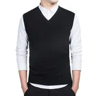 Мужской новый продукт, мужской свитер, Хлопковый вязаный жилет с V-образным вырезом, свитер, мужской жилет без рукавов, пуловер