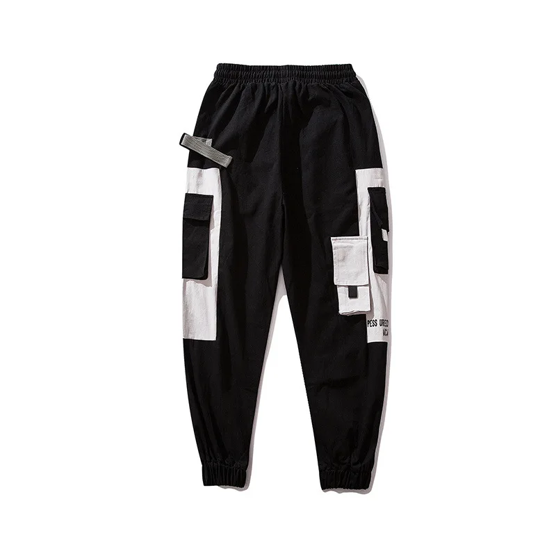 

New fashion Patchwork Pants Men's Side Pockets Cargo Harem Pants hip hop streetwear Trousers joggers pants Casual Elastic Pants