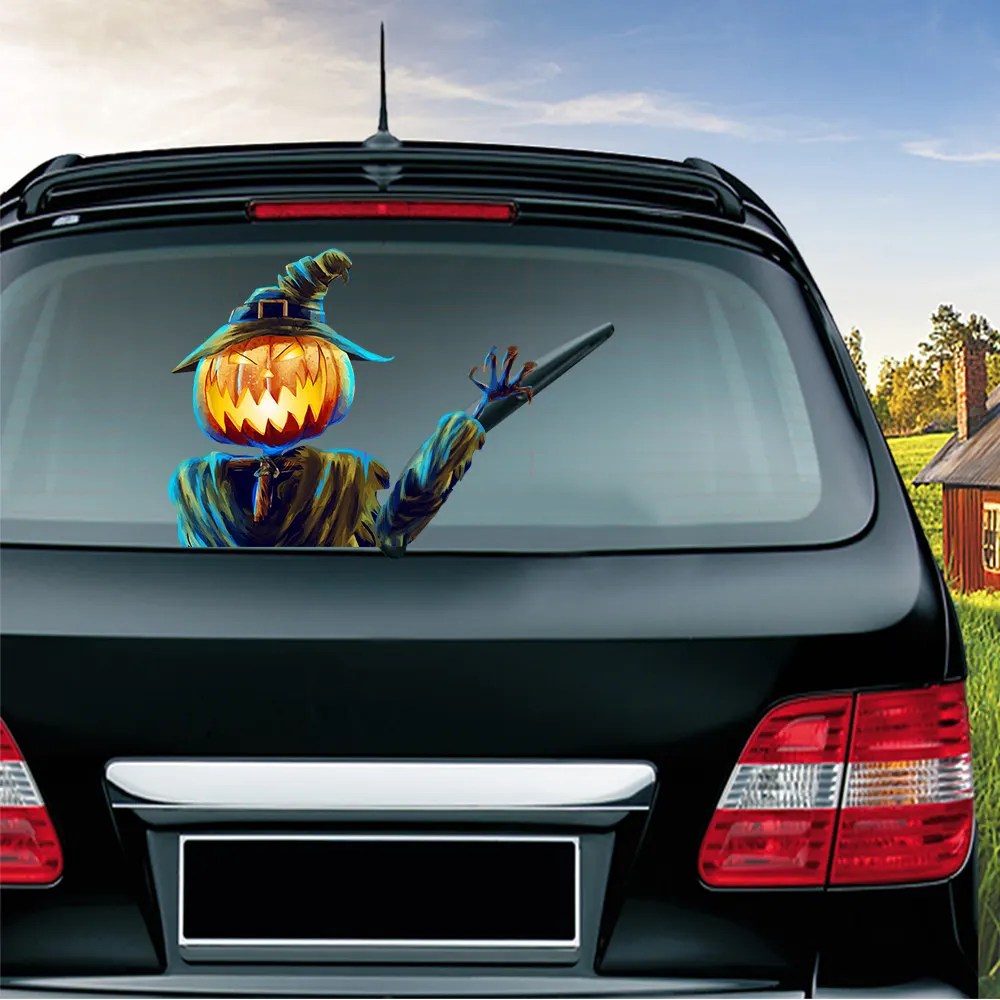 Halloween Scarecrow Ужасная Автомобильная наклейка, серия, съемная, ПВХ, на заднее стекло, стеклоочиститель, креативные автомобильные Стикеры, Стайлинг автомобиля, автомобильные украшения - Название цвета: Halloween Scarecrow
