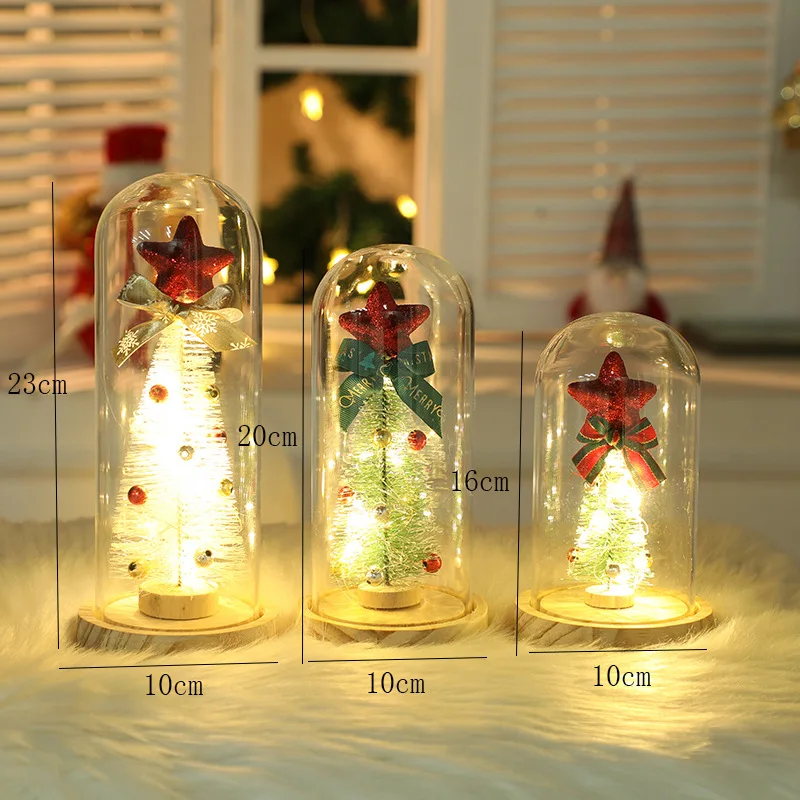 

2021 Hot selling Christmas glass cover LED Christmas tree decoration gift