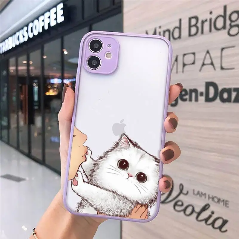 

Don't kiss My Cat Phone Cases Matte Transparent for iPhone 7 8 11 12 s mini pro X XS XR MAX Plus cover funda