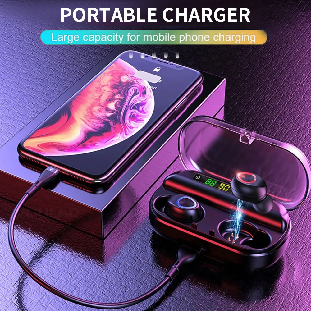 

TWS Sports Bluetooth 5.0 Wireless Headphone 4000mAH Charging Box Mini Earbuds Touch Control Stereo Waterproof Earphones In Ear