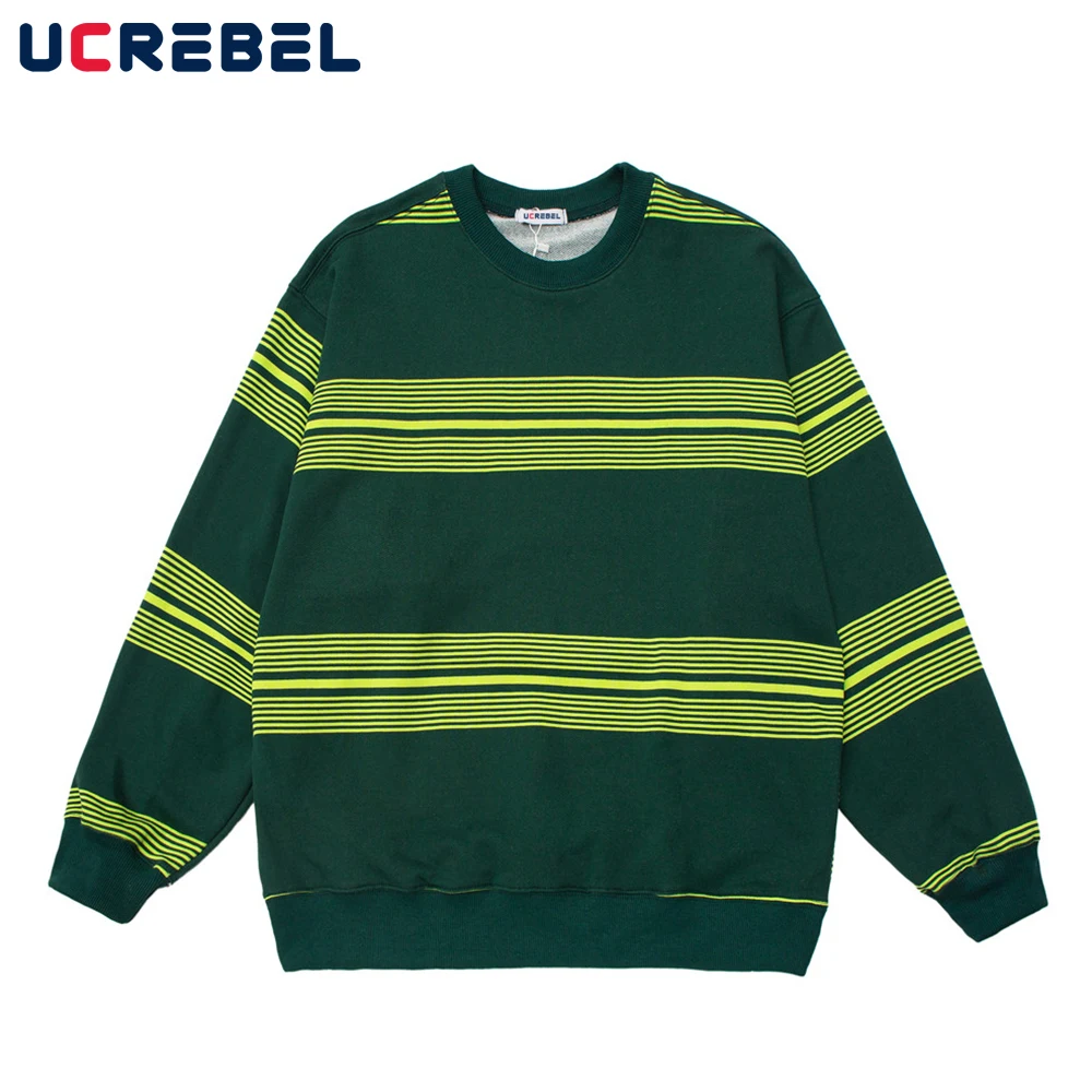 

Мужской осенний Свободный пуловер с длинным рукавом в горизонтальную полоску