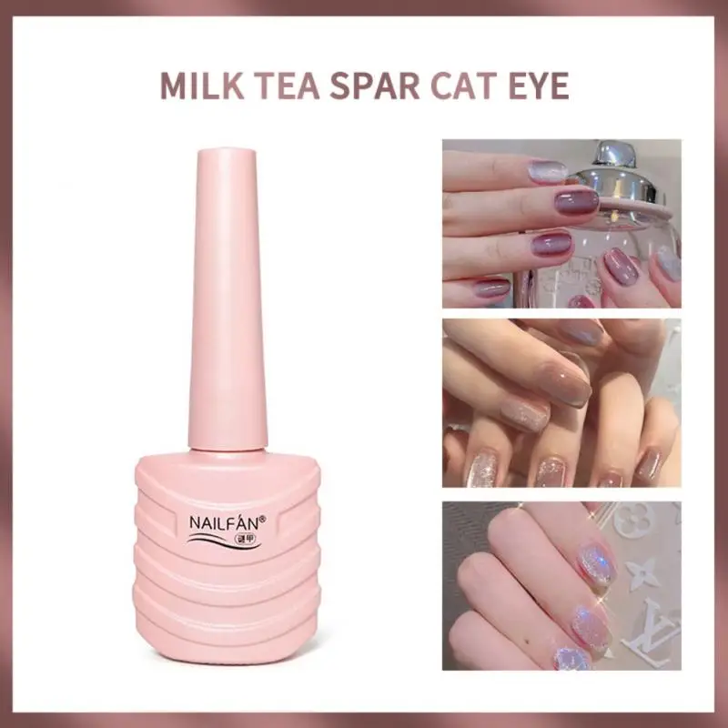 Фото 15 мл молочный чай кошачий глаз искусственная Бриллиантовая пудра стойкий лак для