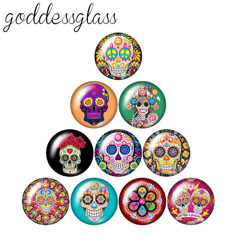 

ZB1274 Новинка FlowersSkull Модный Круглый Кабошон для фотографий в стиле панк розового цвета 10 шт. 12 мм/18 мм/20 мм/25 мм демонстрационная фурнитура с пл...