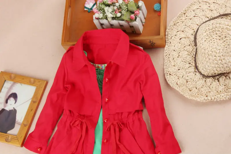 Тренч для девочек одежда осень 2019 детская хлопковая однобортная куртка ветровка