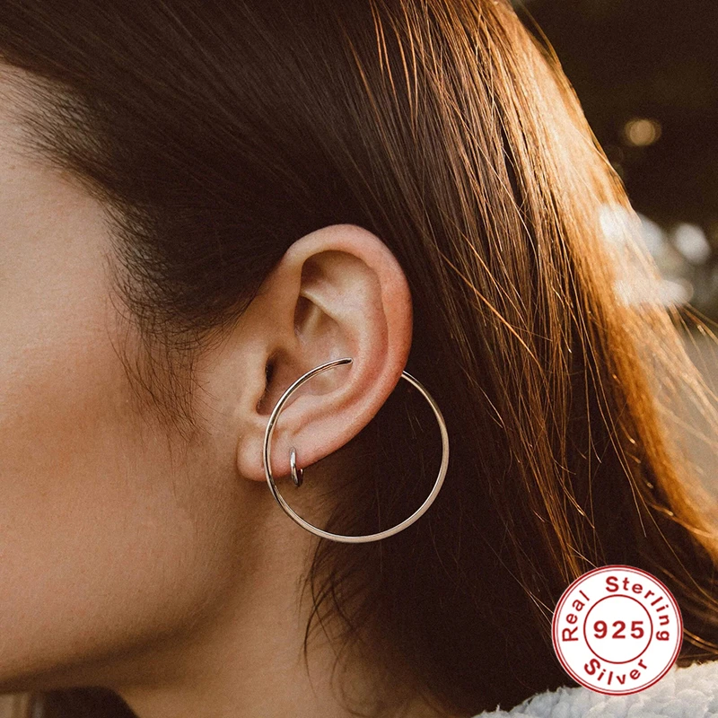 

Romad Hoop Earrings For Women 925 Sterling Silver Round Fashionable Glossy Personalized Charm Earrings Fine Jewelry Bijoux Femme