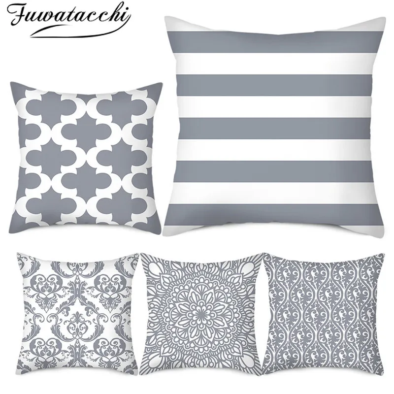 

Чехол на подушку с геометрическим узором Fuwatacchi, в полоску, с принтом, новый Чехол на подушку для домашнего автомобильного кресла, дивана, дек...