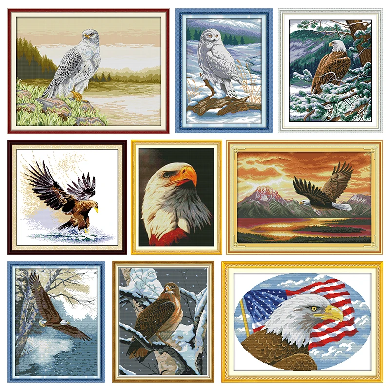 Cross Stitch Embroidery Kit A Flying Eagle Needlework Stamped Thread Gift DMC 11CT 14CT Print Counted Fabric Handmade Craft Sets