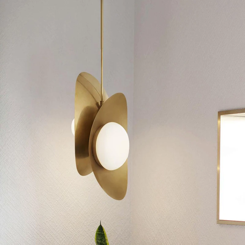 

LED Pendant Light Glass+Iron Crescent Luminaire Lamp with G9 Bulb for Living Room Home Hotel Aisle Store Bar Hanging Lighting