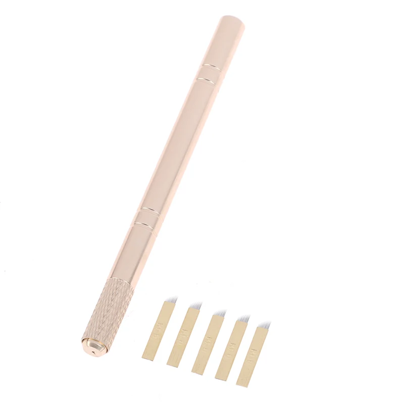 Ручной профессиональный набор для татуировки бровей Золотая тату-ручка Tebori 3D + 5