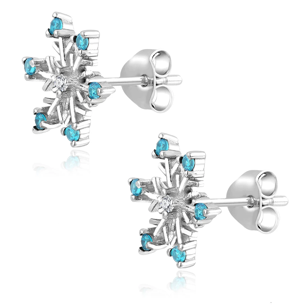 Женские серьги снежинки из стерлингового серебра 925 пробы с натуральным алмазным