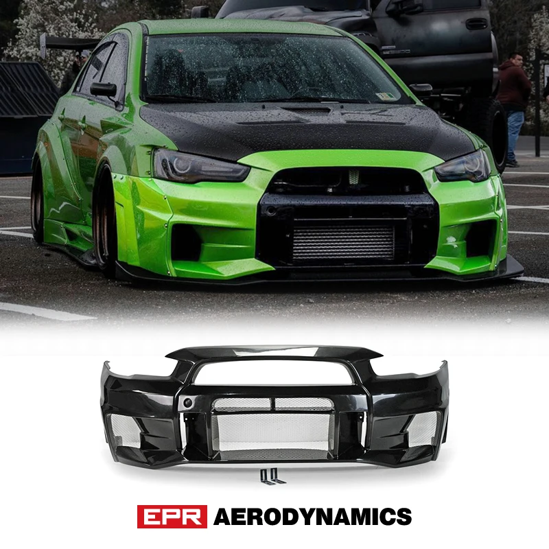 

For Mitsubishi EVO 10 VRSV3 Style Fiberglass Front Bumper FRP Drift Kit (Can be used on VRSV2 Wide Kit and VRS17 Ultimate Kit)