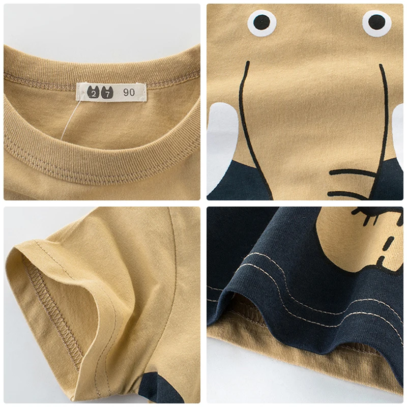 

HH Baby Boy T-shirt 2021 Summer Kids Cartoon Animals T-shirts Boys 100% Cotton Short Sleeve Top Clothes Children's Clothing