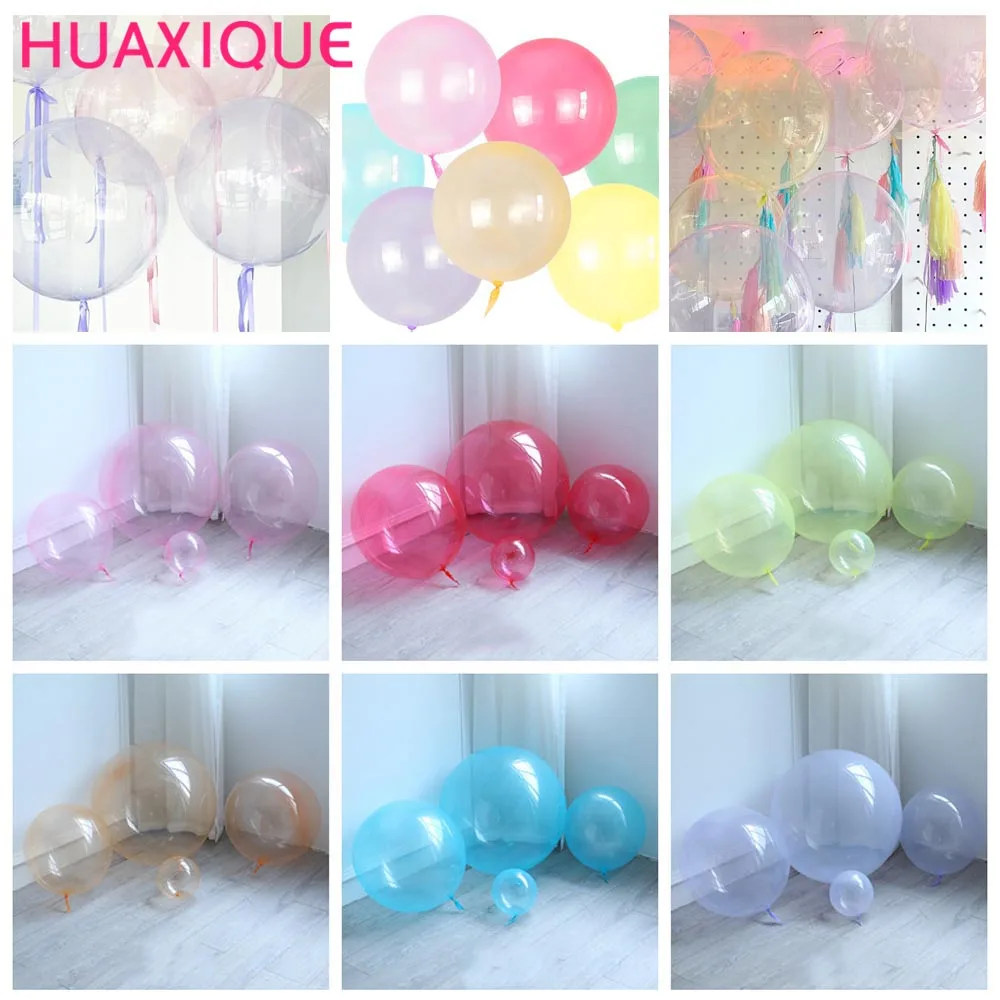 

18/20 Inch Rainbow Printed Bobo Balloon Wedding Birthday Party Decoration Transparent Helium Inflatable Ball Crystal Bobo Ball