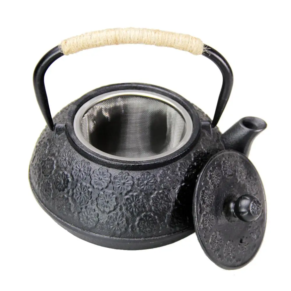Чугунный чайник для чая японский прочный чугунный с ситечком и эмалированным